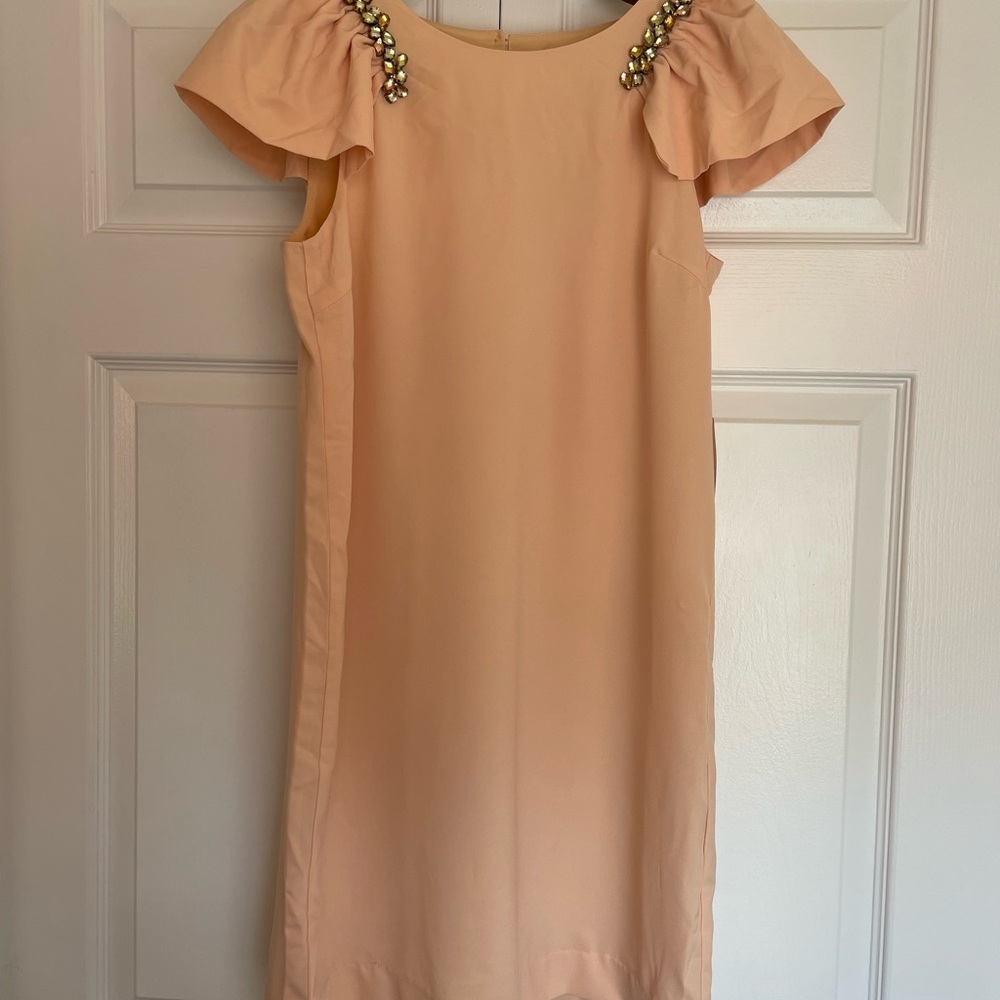 Elegant Peach Dress with Embellished Shoulders Forever 21 NEW w tags XS